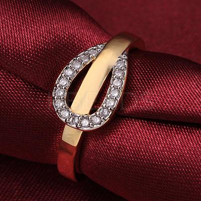 Classic Real 18K Gold Plated Tin Alloy Cubic Zirconia Rings for Women RJEW-BB09364-7G-1