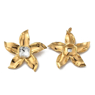 304 Stainless Steel with Cubic Zirconia Stud Earrings EJEW-Z084-12G-1