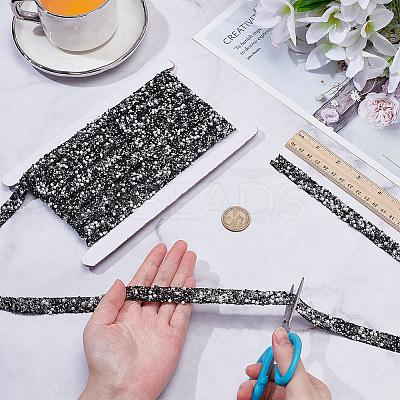 1 Roll Resin Rhinestone with Plastic Imitation Pearl Beaded Trim DIY-BC0015-57C-1