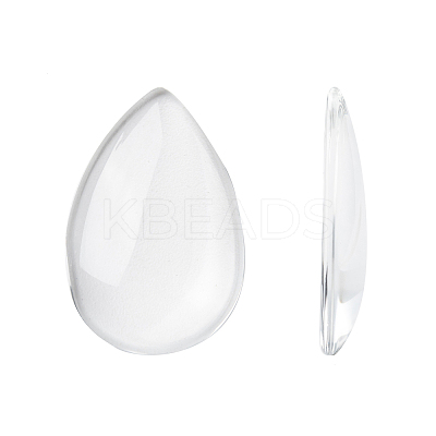 Transparent Teardrop Glass Cabochons X-GGLA-R024-30x20-1