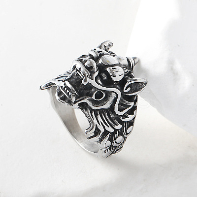 Punk Style 304 Stainless Steel Dragon Finger Rings for Men UN0454-5-1