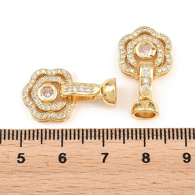 Brass Micro Pave Clear Cubic Zirconia Fold Over Clasps KK-H292-14G-1