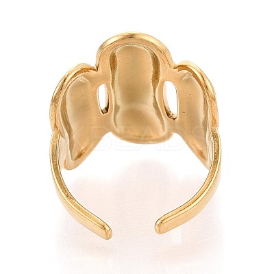 Adjustable Ion Plating(IP) 304 Stainless Steel Cuff Rings for Women RJEW-N052-10G-1