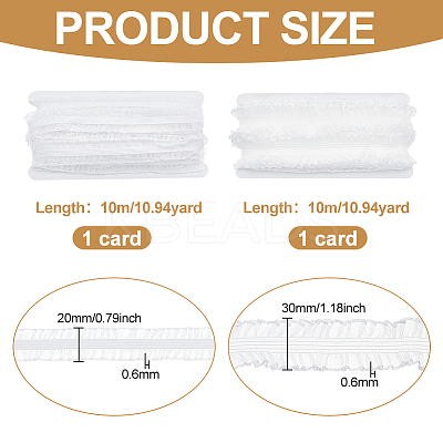 2 Cards 2 Styles Polycotton Pleated Elastic Lace Ribbon OCOR-FG0001-69A-1
