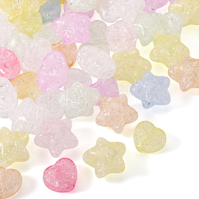 50Pcs 2 Styles Transparent Crackle Acrylic Beads OACR-TA0003-89-1