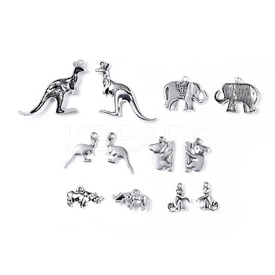 Terrestrial Animals Metal Charms Tibetan Style Alloy Pendants TIBEP-X0185-90AS-LF-1