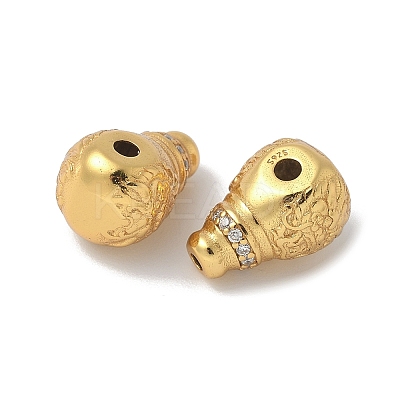Matte Gold Color 925 Sterling Silver 3 Hole Guru Beads STER-R014-04G-1