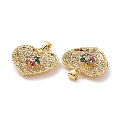 Brass Cubic Zirconia Pendants KK-G453-25G-1