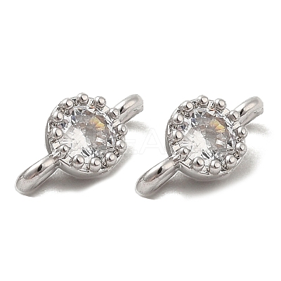 Brass Pave Clear Glass Connector Charms KK-F860-75P-02-1