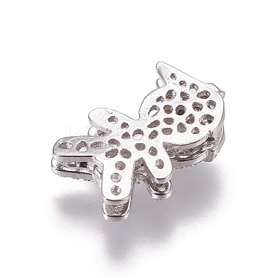 Brass Micro Pave Cubic Zirconia Slide Charms ZIRC-F099-21P-1