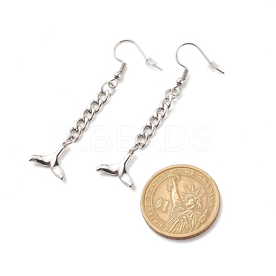 Curb Chains with Brass Charm Long Dangle Earrings EJEW-JE04963-03-1
