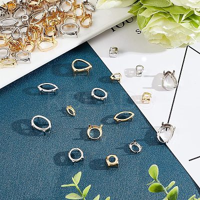 96Pcs 24 Styles  Brass Open Back Bezel Sew on Prong Settings KK-CA0003-16-1