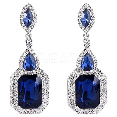 Brass Rhinestone Dangle Stud Earrings FS-WG9D6B6-12-1
