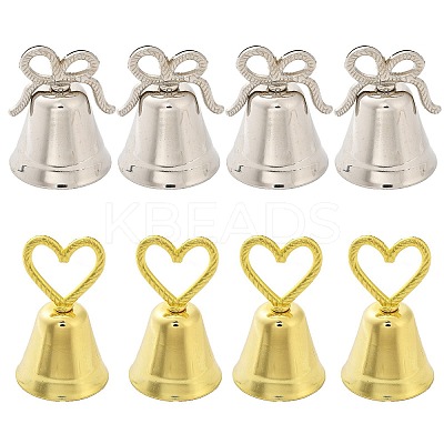 8Pcs 2 Styles Heart/Bowknot & Bell Alloy Memo Clip AJEW-CA0001-94-1