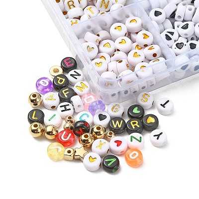 DIY Star & Flower & Letter Acrylic & Plastic Stretch Bracelet Beaded Necklace Making Kit DIY-YW0008-43-1