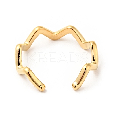 Ion Plating(IP) 304 Stainless Steel Wave Open Cuff Ring for Women RJEW-I085-13G-1