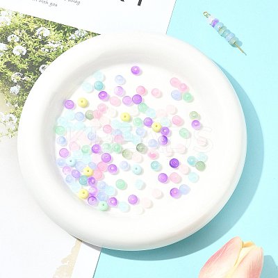 120Pcs 2 Colors Baking Paint Imitation Jade Glass Beads DGLA-FS0001-21B-1