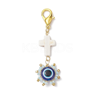 Evil Eye Glass & Resin Pendant Decoration HJEW-MZ00072-1