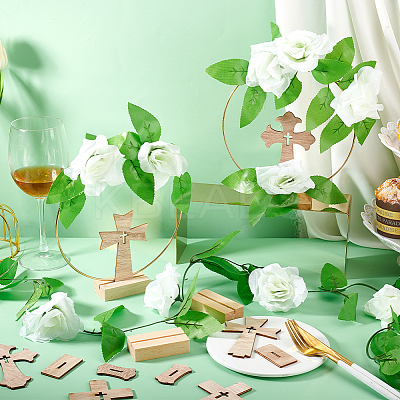 Cross Wooden Photo Holder Table Decoration DIY Making Kit DIY-GA0006-70-1
