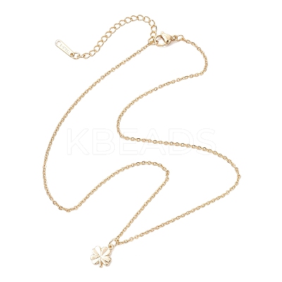 Clover Brass Pendant 304 Stainless Steel Cable Chain Necklaces for Women NJEW-JN05601-01-1