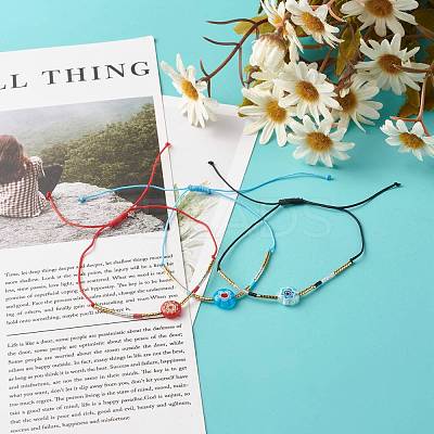 Crystal Sunflower Handmade Millefiori Glass Beads Bracelets for Girl Women BJEW-JB06750-1