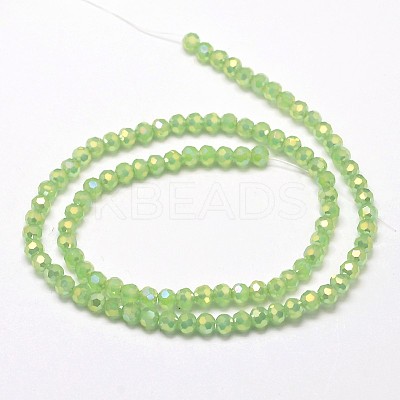Faceted Round Full Rainbow Plated Imitation Jade Electroplate Glass Beads Strands X-EGLA-J130-FR08-1