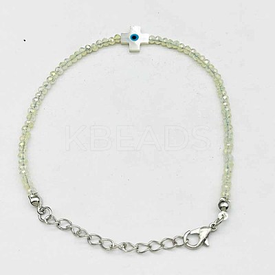 Faceted Rondelle Glass Beaded Bracelets TR4821-7-1