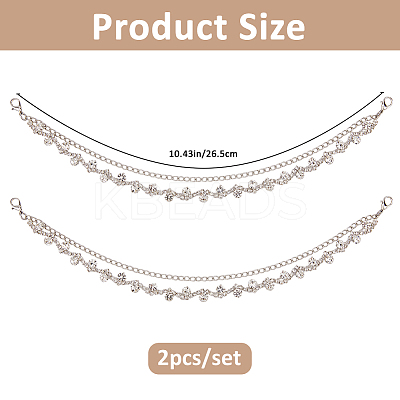 2Pcs Iron Rhinestone Chains with Twisted Chains Boot Strap Chains HJEW-FH00284-1