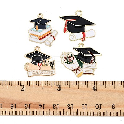 8Pcs 4 Styles Graduation Season Alloy Enamel Pendants ENAM-FP0003-10-1