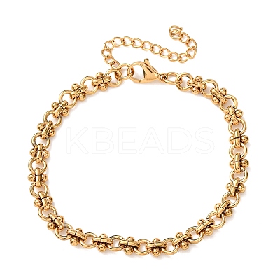 304 Stainless Steel Ring Link Chain Bracelets for Women BJEW-F529-13G-1