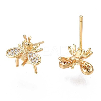 Brass Micro Pave Cubic Zirconia Stud Earring Findings X-KK-N233-044-01-1