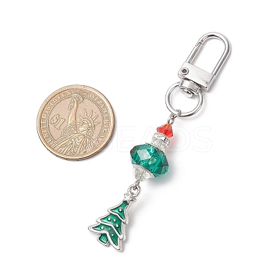 Christmas Series Alloy Enamel & Glass Beads Pendant Decoration HJEW-TA00349-1