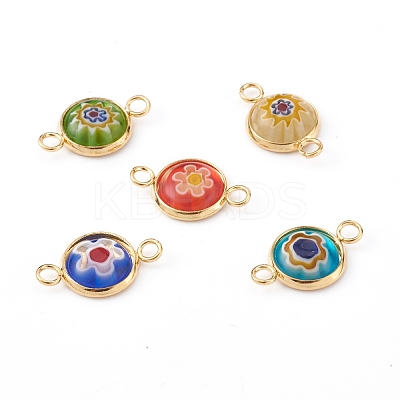 Handmade Millefiori Glass Links Connectors PALLOY-JF00628-1