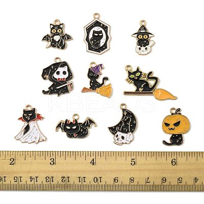 10Pcs 10 Styles Halloween Alloy Enamel Pendants ENAM-FS0003-83-1