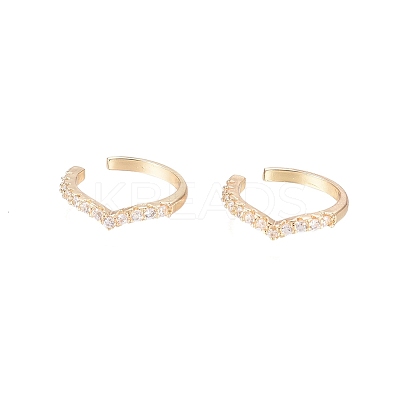 Brass Micro Pave Cubic Zirconia Cuff Earrings LS-EJEW-G270-01G-1