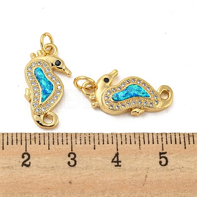 Brass Micro Pave Cubic Zirconia with Synthetic Opal Pendants KK-D096-06D-G-1