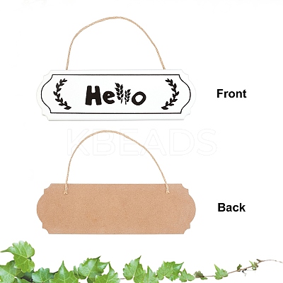 Hello Sign Natural Wood Door Hanging Decoration for Front Door Decoration HJEW-CN0001-01A-1
