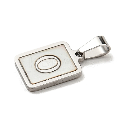 304 Stainless Steel Pave Natural White Shell Pendants STAS-S130-03P-O-1
