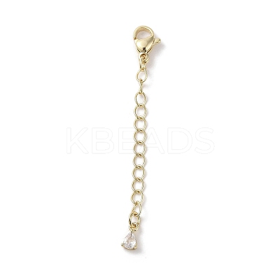 Brass Micro Pave Clear Cubic Zirconia Chain Extender KK-G491-52C-G-1