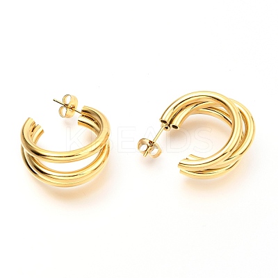 304 Stainless Steel Half Hoop Earrings EJEW-C501-18G-1