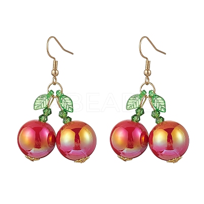Acrylic Glass Cherry Dangle Earrings EJEW-MZ00510-1