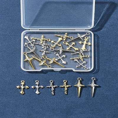 24Pcs 6 Styles Rack Plating Alloy Pendants FIND-FS0003-44-1