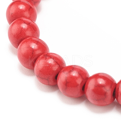 Natural White Jade & Gemstone & Synthetic Turquoise(Dyed) Stretch Bracelet with Cross BJEW-JB08295-1