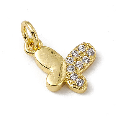 Brass Micro Pave Clear Cubic Zirconia Butterfly Charms ZIRC-F132-92G-1