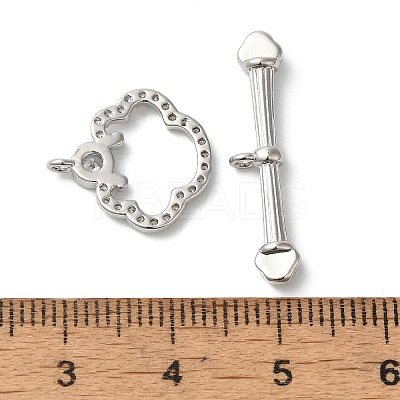 Brass Micro Pave Clear Cubic Zirconia Toggle Clasps KK-N254-76P-1