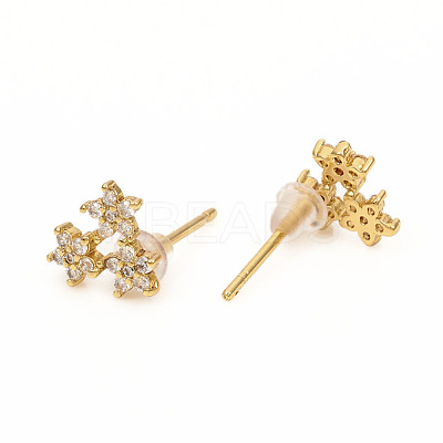 Brass Stud Earrings EJEW-L247-02G-1
