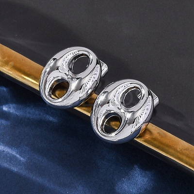 Oval 304 Stainless Steel Stud Earrings EJEW-A125-79A-P-1