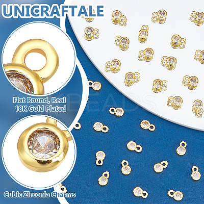 60Pcs Brass Micro Pave Cubic Zirconia Charms KK-UN0006-83G-1