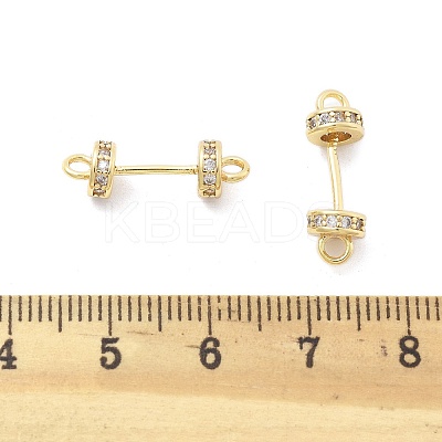 Brass Micro Pave Clear Cubic Zirconia Connector Charms KK-B134-43G-1