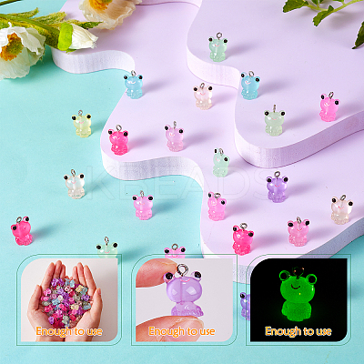 60Pcs Luminous Transparent Resin Pendants RESI-SZ0002-04-1